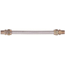 Watts Stainless Steel Gas Appliance Connector, 3/8 in. OD, 1/4 in. ID, 1/2 in. MNPT x 1/2 in. MNPT, 12 in. L