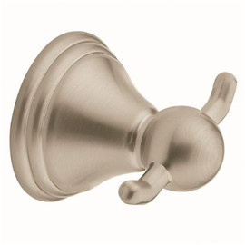 MOEN Preston Double Robe Hook in Spot Resist Brushed Nickel