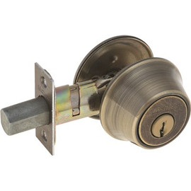 Kwikset 660 Deadbolt, Keyed One Side, in Antique Brass