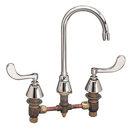 Chicago Faucets 8 in. Widespread 2-Handle High-Arc Bathroom Faucet in Chrome with 5-1/4 in. Rigid/Swing Gooseneck Spout