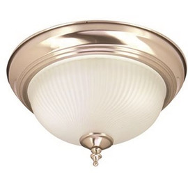 Monument 1-Light Ceiling in Fixture Brushed Nickel Interior Flush-Mount with Frosted Swirl Glass