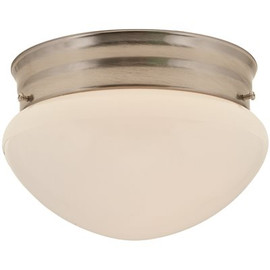 Royal Cove 8 in. Mushroom Shaped Ceiling in Fixture Brushed Nickel Uses One 60-Watt Incandescent Medium Base Lamp