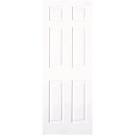 Masonite 28 in. x 80 in. Textured 6-Panel Primed White Hollow Core Composite Interior Door Slab