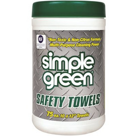 SIMPLE GREEN SAFETY TOWELS CANISTER, 75 COUNT