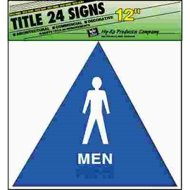 HY-KO 12 in. x 12 in. Plastic White On Blue ADA Approved Men Restroom Sign