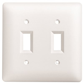 TAYMAC MASQUE Plastic Textured White 2-Gang Duplex Screwed Decorator Wall Plate for 2 Toggle Switches, 1-Pack