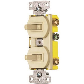 HUBBELL WIRING 15 Amp 3-Way Regular Combo and Toggle Light Switch, Ivory