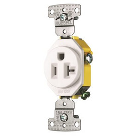 HUBBELL WIRING 20 Amp 125-Volt Single Self Ground Receptacle, White