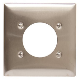 HUBBELL WIRING Stainless Steel 2-Gang Single Receptacle Wall Plate (1-Pack)