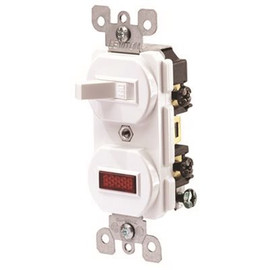 Leviton 120-Volt 15 Amp 1-Pole Commercial Grade AC Combination Toggle Switch and Neon Pilot Light, White