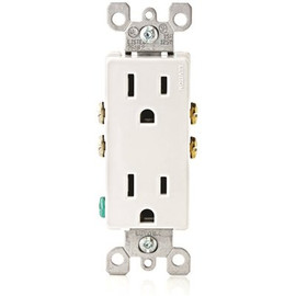 Leviton Decora 15 Amp Residential Grade Grounding Duplex Outlet, Ivory