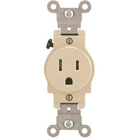 Leviton 15-Amp Commercial Grade Tamper Resistant Grounding Single Outlet In Ivory