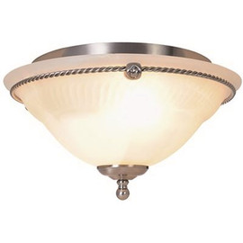 Monument 2-Light Brushed Nickel Ceiling Flushmount with Alabaster Swirl Glass