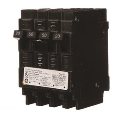 Siemens Triplex 2-Outer 20 Amp Single-Pole and 1-Inner 50 Amp Double-Pole Circuit Breaker