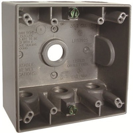 BELL N3R Aluminum Gray 2-Gang Weatherproof Outdoor Electrical Box, 7 Outlets at 1/2-in., With 2 Closure Plugs