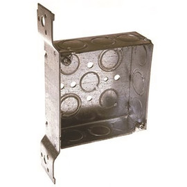 RACO 4 in. Square Box Welded 1-1/2 in. Deep with Nine 1/2 in. KO's and Five TKO's, FS, Flush Bracket