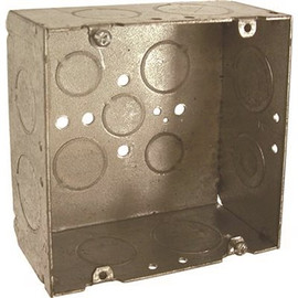 RACO 4-11/16 in. Square Box Welded 2-1/8 in. Deep with One 1/2 in., Four 3/4 in., Four 1 in. KO's and 3 TKO's Raised