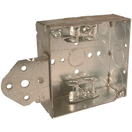 RACO 4 in. Square Box Welded 1-1/2 in. Deep with AC/MC/Flex Clamps and Three 1/2 in. KO's, One TKO, UBS, B Bracket, Flush