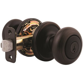 Kwikset Hancock Venetian Bronze Exterior Entry Door Knob Featuring SmartKey Security