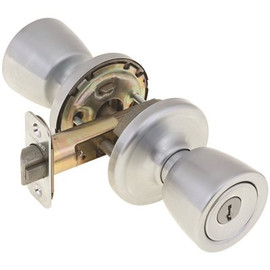 Kwikset Abbey Signature Series Keyed Entry Door Knob Locksets in Satin Chrome