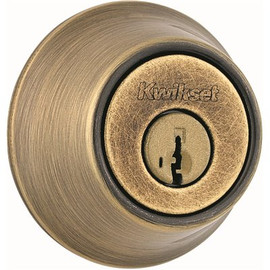 Kwikset 660 Series Antique Brass Single Cylinder Deadbolt Featuring SmartKey Security with Microban Antimicrobial Technology