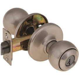 Kwikset Polo Satin Nickel Exterior Entry Door Knob Featuring SmartKey Security