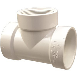 NIBCO 2 in. PVC DWV Hub x Hub x FIPT Test Tee Fitting