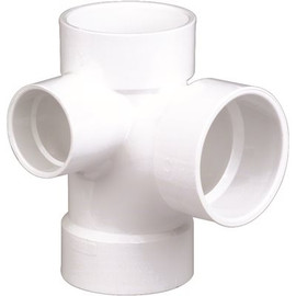 NIBCO 3 in. x 3 in. x 2 in. x 2 in. PVC All-Hub Sanitary Tee with 90-Degree Left Inlet Hub Fitting