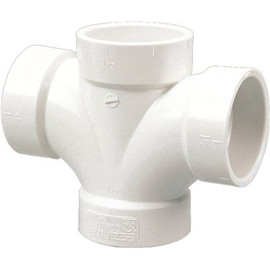 NIBCO 2 in. x 2 in. x 1-1/2 in. x 1-1/2 in. PVC DWV All Hub Double Sanitary Tee