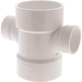 NIBCO 3 in. x 3 in. x 1-1/2 in. x 1-1/2 in. PVC DWV All Hub Double Sanitary Tee