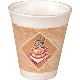 Dart Container Red/Brown/Black 12 oz. Thermo-Glaze Cafe G Styrofoam Coffee Cups (1,000-Per Case)