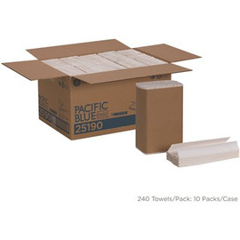 Pacific Blue Basic C-Fold White Recycled Paper Towels (240-Towels Per Pack, 10-Packs Per Case)