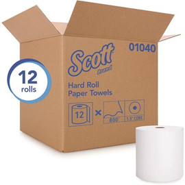 Scott White Hard Roll Paper Towels (800 ft./Roll, 12-Rolls/Case, 9,600 ft./Case)