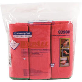 WypAll 15.75 in. x 15.75 in. Red Reusable Microfiber Cloths (4-Packs/Case, 6 Wipes/Container, 24/Case)