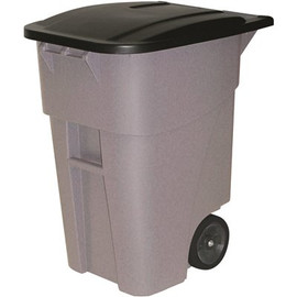 Rubbermaid Commercial Products Brute 50 Gal. Gray Rollout Trash Can with Lid