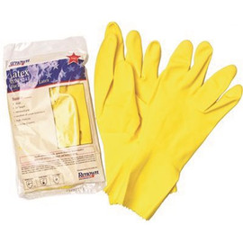 Renown Flock-Lined 18 mil Large Yellow Latex Cleaning Gloves set