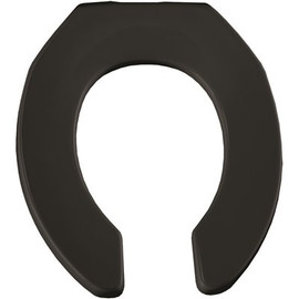 BEMIS Round Open Front Commercial Plastic Toilet Seat in Black Never Loosens