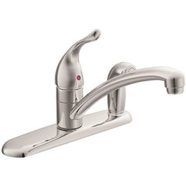 MOEN Chateau Single-Handle Standard Kitchen Faucet with Side Sprayer on Deck in Chrome