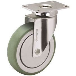 MEDCASTER ANTIMICROBIAL SWIVEL CASTER WITH 165-POUND CAPACITY AND TOP PLATE FITTING, 3 IN., STAINLESS STEEL