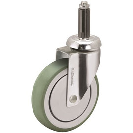 MEDCASTER ANTIMICROBIAL SWIVEL CASTER WITH 220-POUND CAPACITY AND EXPANDING ADAPTER STEM, 5 IN., STAINLESS STEEL