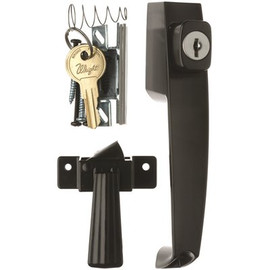Wright Products Black Push-Button Keyed Screen and Storm Door Latch