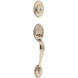 Kwikset KWIKSET CHELSEA HANDLESET WITH SINGLE CYLINDER DEADBOLT LIP EXTERIOR TRIM SATIN NICKEL