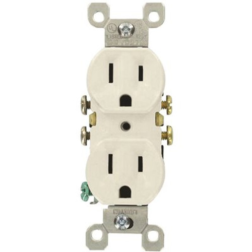 Leviton 15 Amp Residential Grade Grounding Duplex Outlet, White (10-Pack)