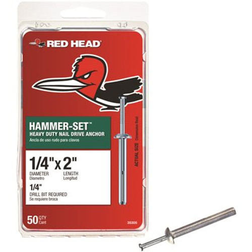 Red Head 1/4 in. x 2 in. Hammer-Set Nail Drive Concrete Anchors (50-Pack) Red Head 1/4 in. x 2 in. Hammer-Set Nail Drive Concrete Anchors (50-Pack)