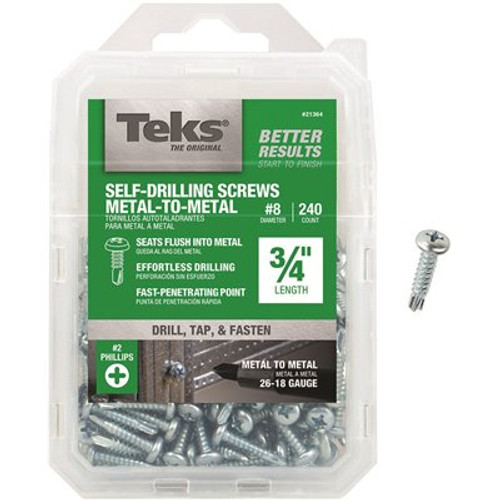 Teks #8 x 3/4 in. Phillips Pan-Head Self-Drilling Screws (240-Pack)