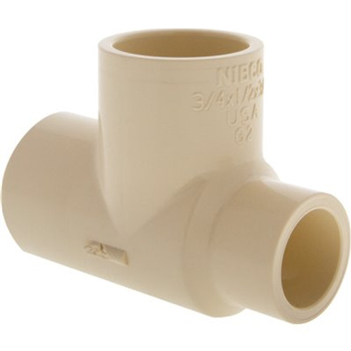 3/4 in. x 1/2 in. x 3/4 in. CPVC-CTS All Slip Reducing Tee Fitting