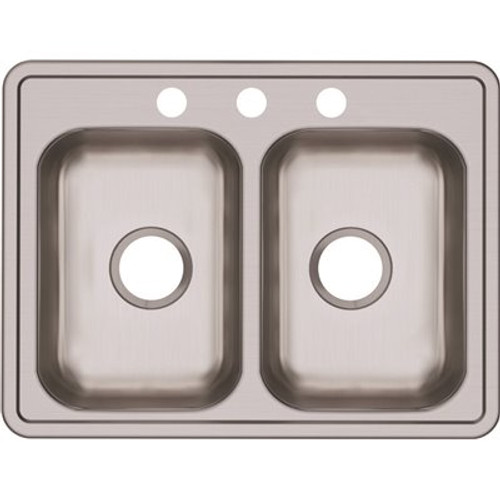 Elkay Dayton Drop-In Stainless Steel 25 in. 3-Hole Double Bowl Kitchen Sink