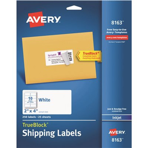 Avery 2 in. x 4 in. White Shipping Labels with Trueblock Technology (250 per Pack)