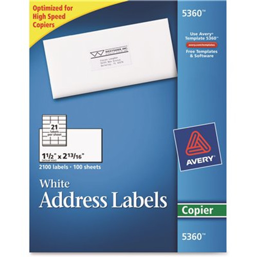 Avery 1-1/2 in. x 2-13/16 in. White Self-Adhesive Address Labels for Copiers (2100 per Box)