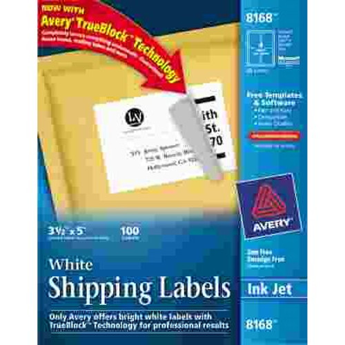 Avery Dennison AVERY SHIPPING LABELS WITH TRUEBLOCK TECHNOLOGY, 3-1/2 X 5, WHITE, 100/PACK
